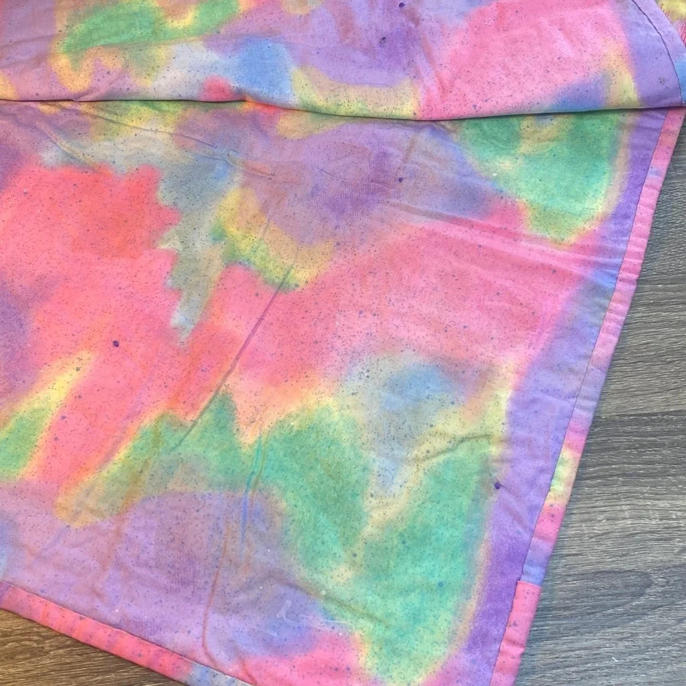 Handmade Frog Garden Patchwork‎ Quilt Baby Blanket Pink Green Tie-Dye 36x48